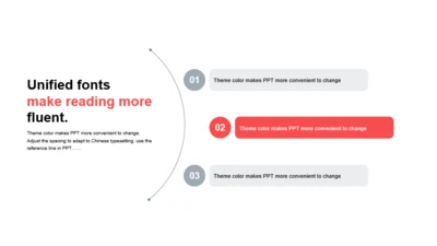 单色扁平3项PPT列表