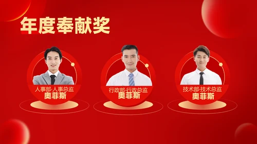 红色喜庆风大气年会表彰PPT