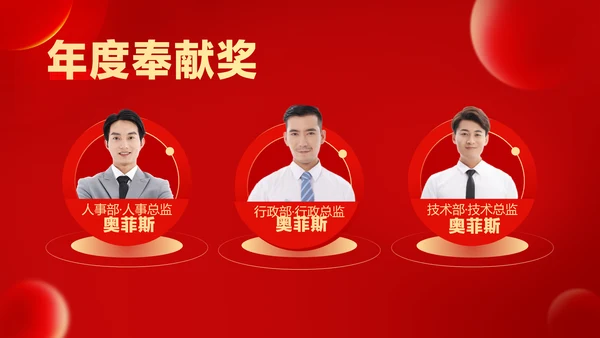 红色喜庆风大气年会表彰PPT