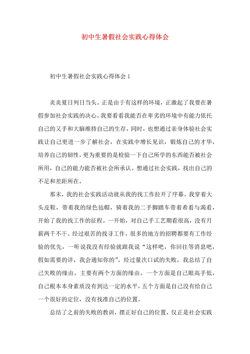 初中生暑假社会实践心得体会.docx