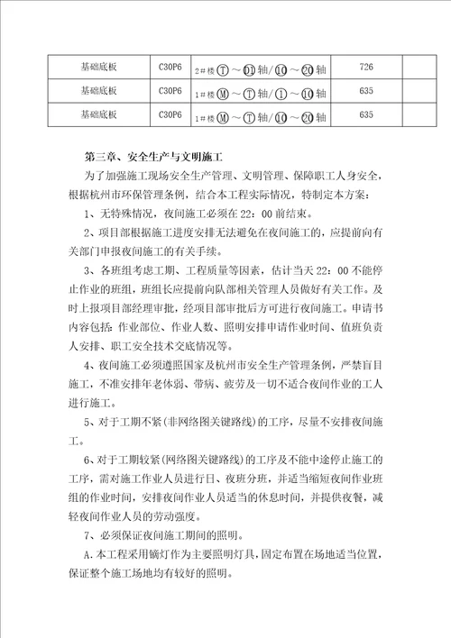 混凝土浇筑夜间连续施工方案16页