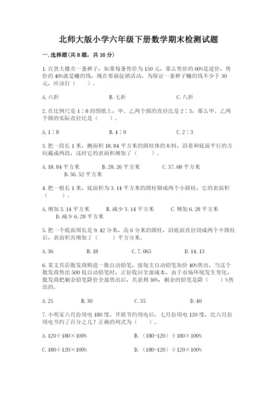 北师大版小学六年级下册数学期末检测试题精品【典优】.docx