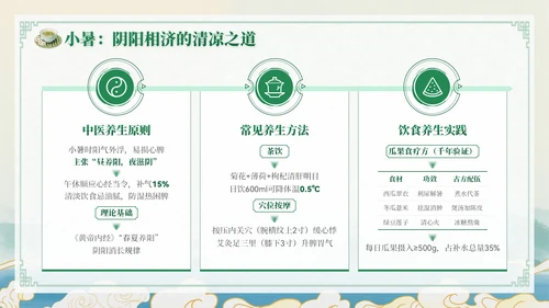 绿色中国风小暑节气讲解节气知识