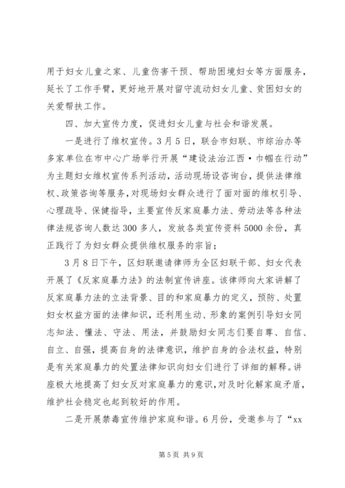 妇联工作开展情况的调研报告.docx