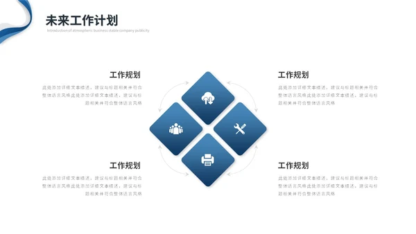 蓝色简约商务月度工作总结工作汇报述职报告ppt模板