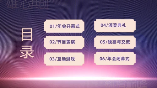 蓝色简约商务企业年会颁奖晚会PPT年会总结