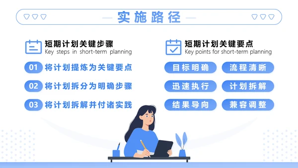 蓝色插画风大学生职业生涯规划书PPT模板