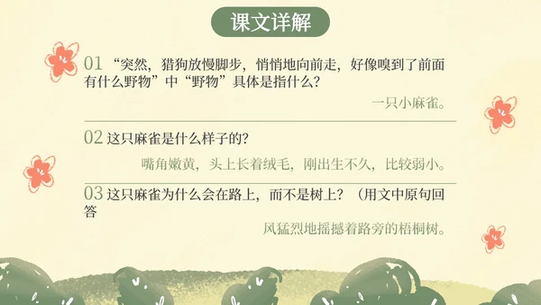 部编版四年级上册麻雀课件PPT模板