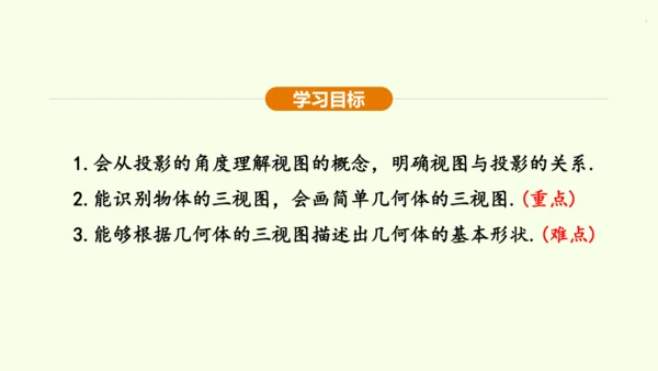 人教版数学九年级下册29.2 第1课时 几何体的三视图课件（32张PPT)