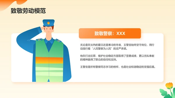橙色插画风五一国际劳动节文化介绍PPT模板