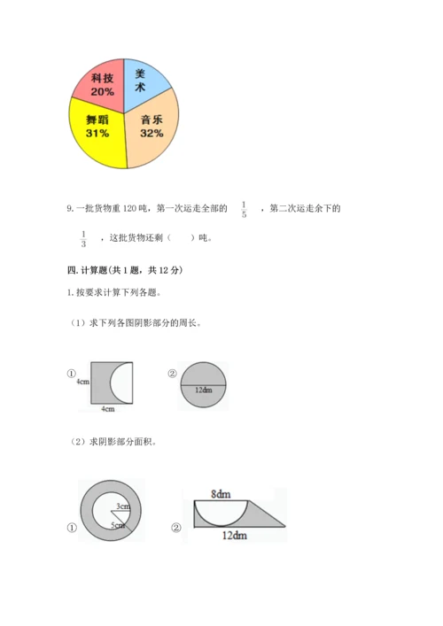 小学六年级上册数学期末测试卷及参考答案（黄金题型）.docx