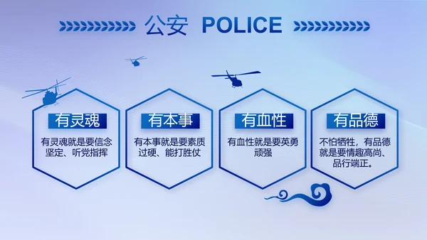 蓝色大气民警年终工作总结动态PPT