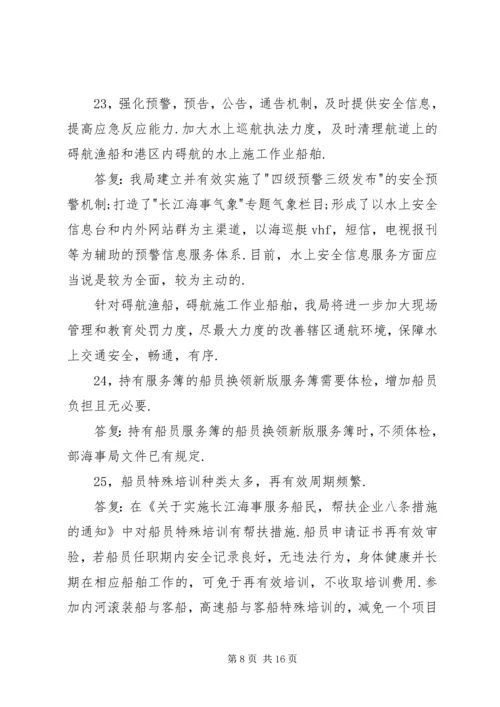 大走访活动中航运公司意见及答复.docx