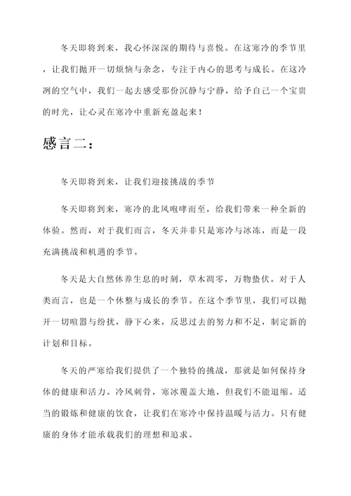 冬天即将到来的感言