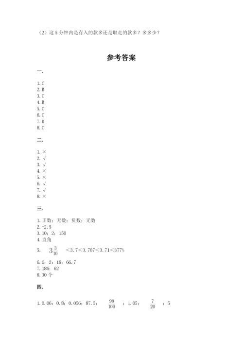 小学六年级数学期末自测题精品（考试直接用）.docx