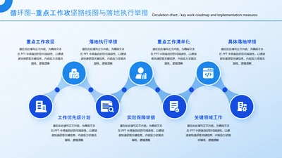 蓝色简约风7项循环PPT单页