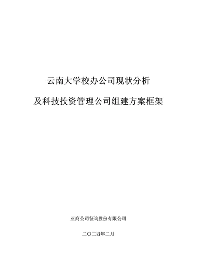 校办企业现状及投资管理公司组建专题方案框架分析.docx