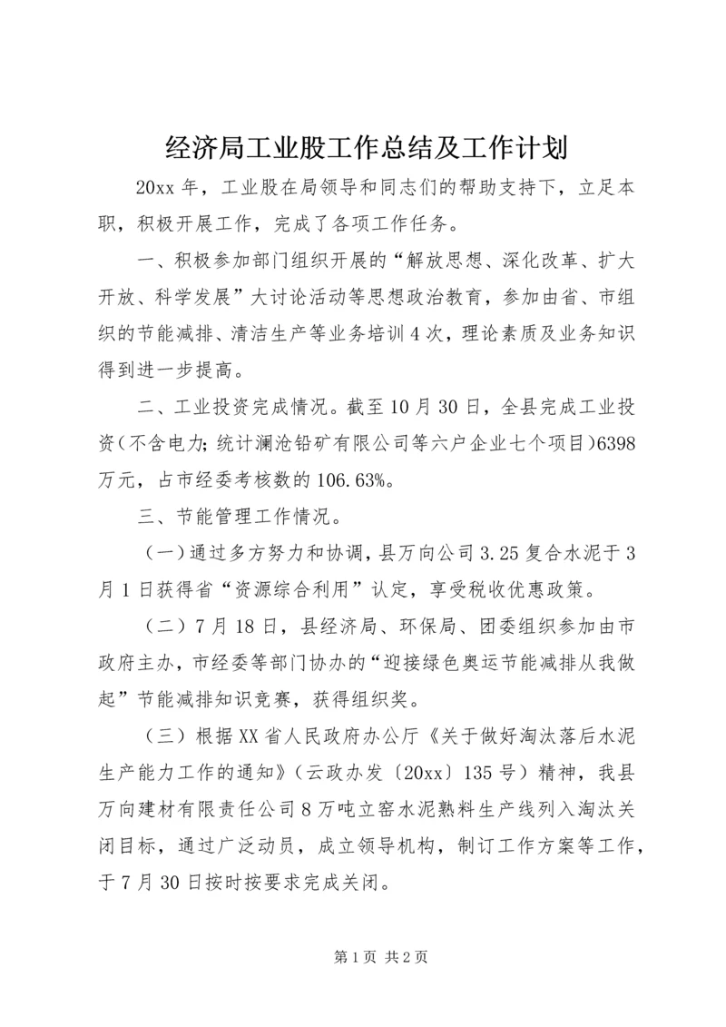 经济局工业股工作总结及工作计划 (2).docx