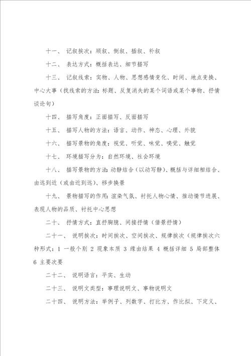 小学语文知识点大全范文