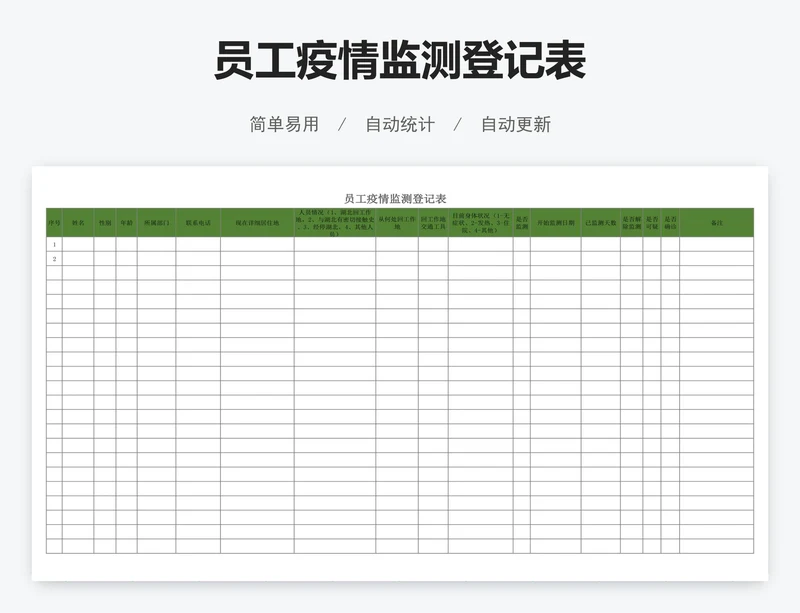 员工疫情监测登记表