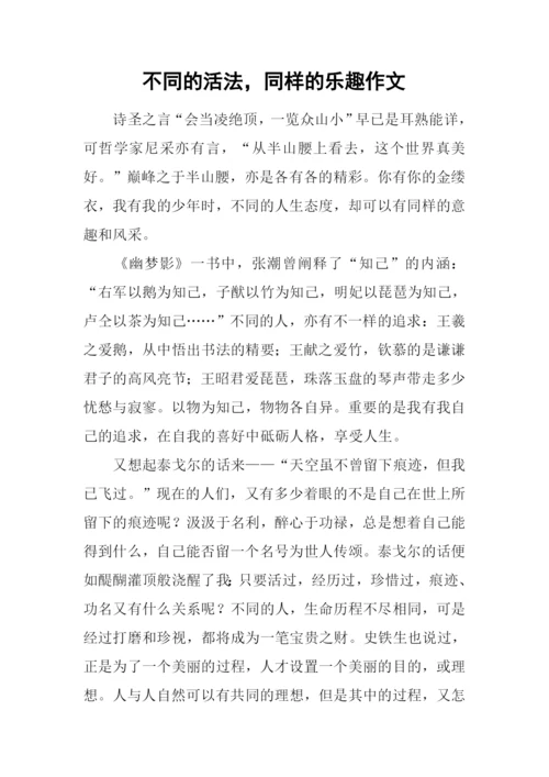 不同的活法-同样的乐趣作文.docx