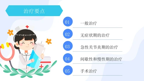 蓝绿色简约痛风患者护理护士护理培训PPT模板