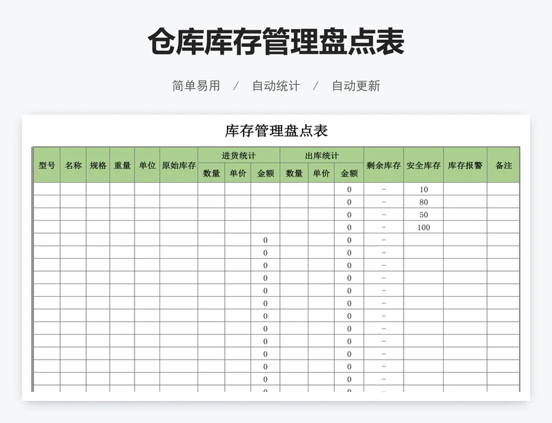 仓库库存管理盘点表