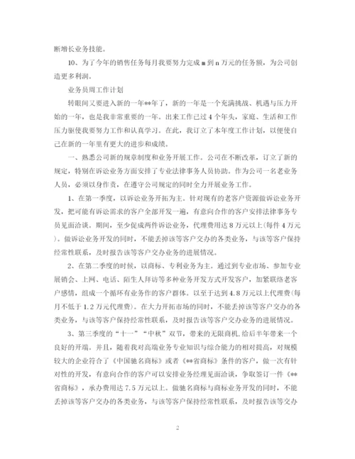 精编之业务员周工作计划范文.docx