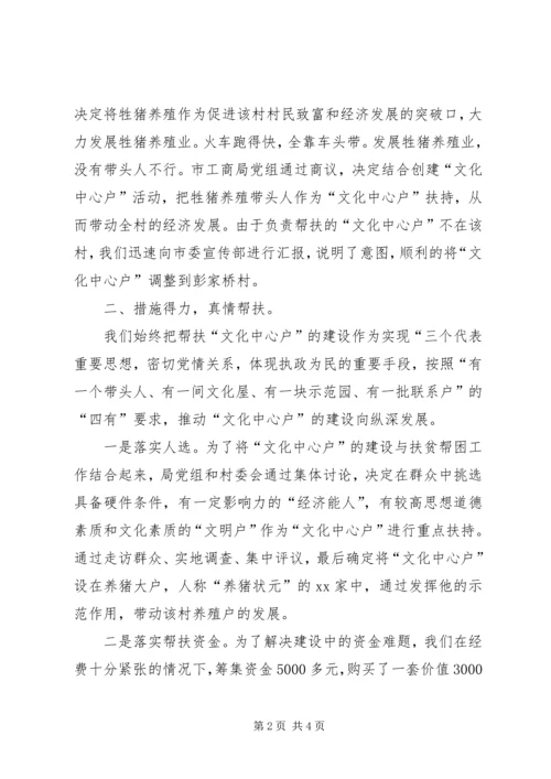 热心市工商局积极扶持“文化中心户”发展汇报材料(1).docx