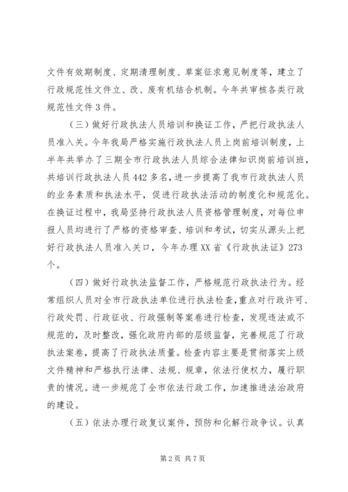 法制局上半年工作总结和XX年下半年工作计划.docx