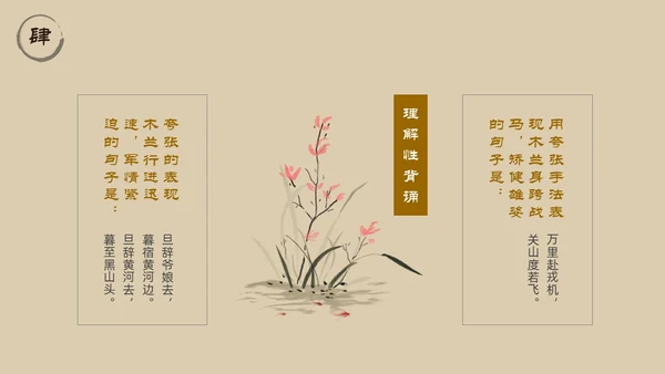 浅色简约中国风木兰诗PPT模板
