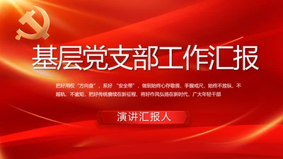红色基层党建党支部年终工作总结PPT