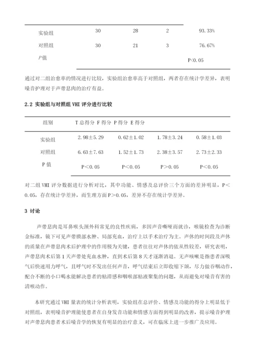 嗓音护理在支撑喉镜下声带息肉术后的临床应用.docx