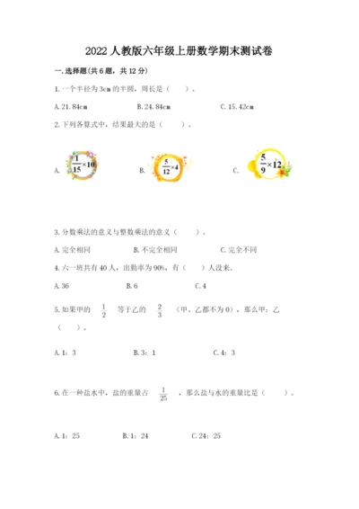 2022人教版六年级上册数学期末测试卷精品【实用】.docx