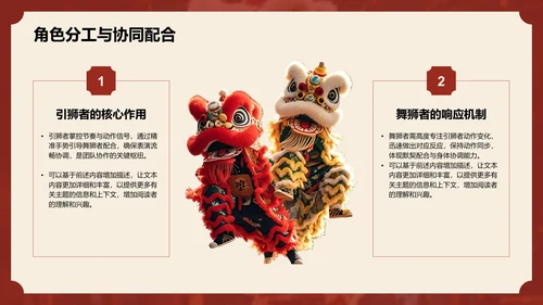 红色复古风醒狮精神与团队协作启示PPT模板