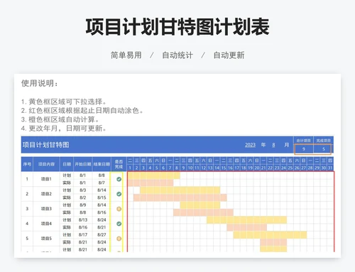 项目计划甘特图计划表