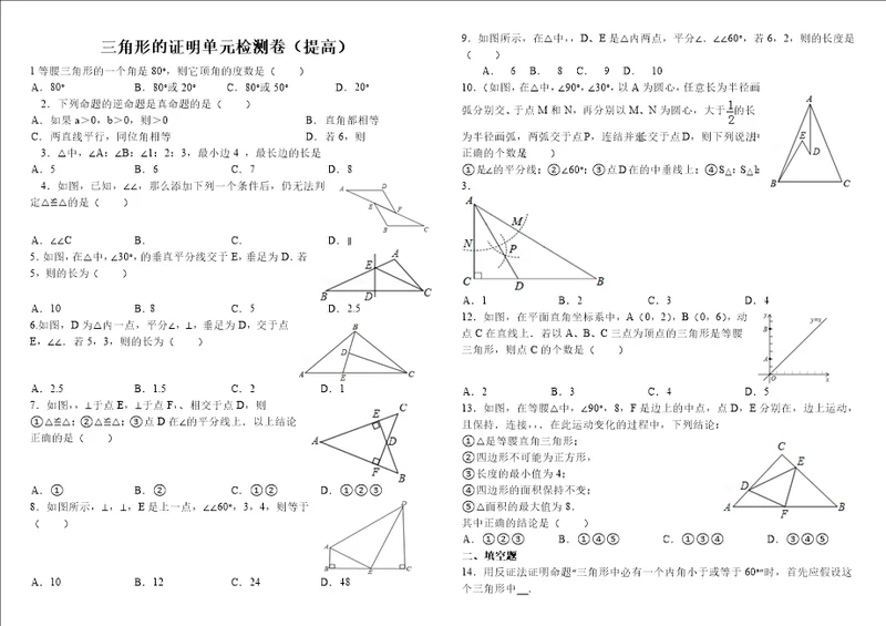 北师大版八年级下册三角形的证明培优