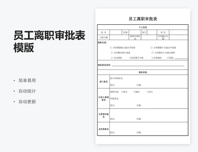 员工离职审批表模版
