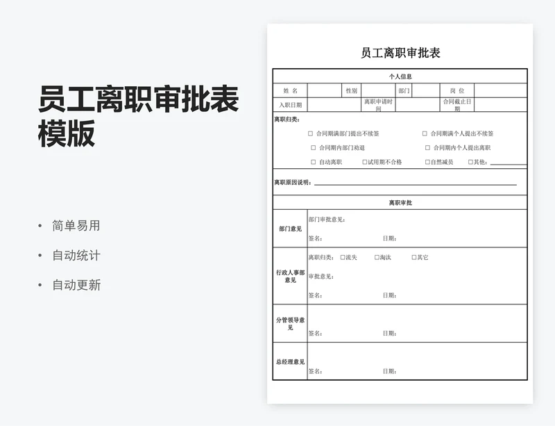 员工离职审批表模版