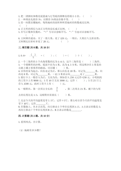 漾濞彝族自治县六年级下册数学期末测试卷有答案.docx