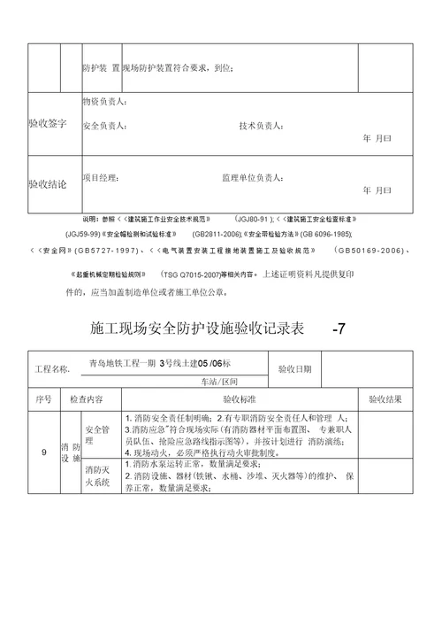 施工现场安全防护设施验收记录表汇总汇编