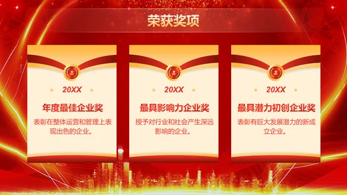红色喜庆风企业年会活动表彰大会PPT模板