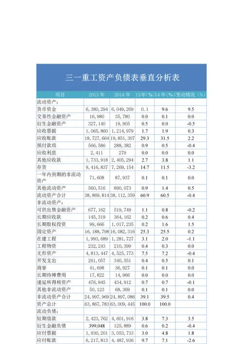 三一重工集团2014年财务报表分析报告.docx