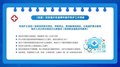 蓝色插画风医院应急预案演练实施方案PPT模板
