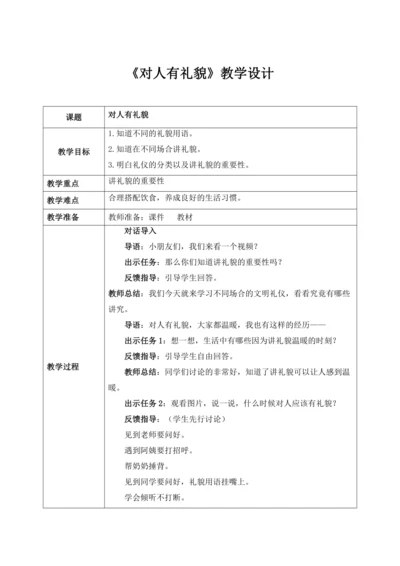 第11课《对人有礼貌》教案