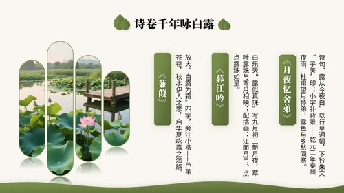 橄榄绿中国风二十四节气之白露节气知识讲座PPT模版