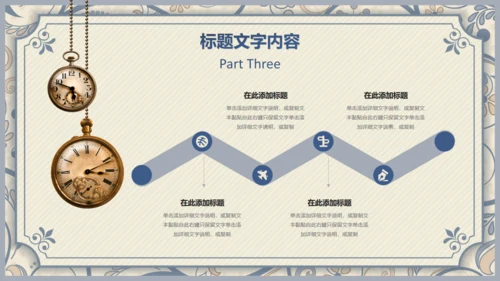 西式复古花纹背景商务汇报通用PPT模板