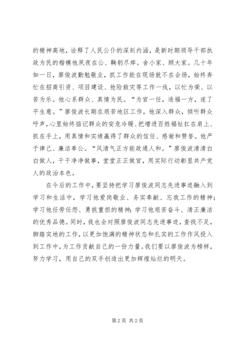 学习廖俊波同志事迹心得体会：党的标兵学习的楷模 (2).docx