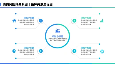 蓝色简约风4项总分关系图PPT