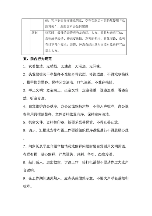 培训学校机构前台工作规程